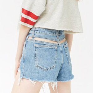 Forever 21 High Rise Shorts Womens Sz 28 With Cut Outs in Back Distressed EUC